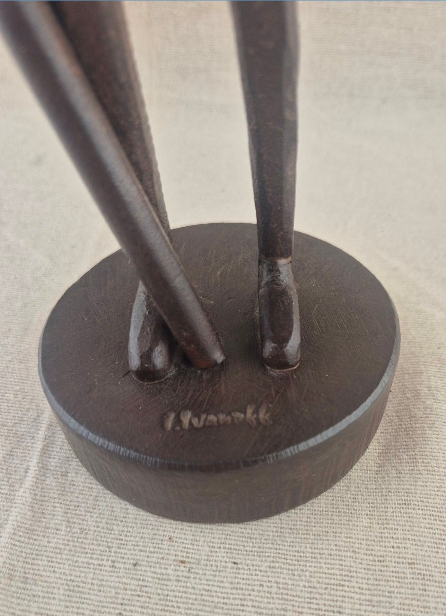 Ivan Ivanoff "don Quichotte" Wrought Iron Sculpture 51 Cm Signed On Base-photo-3