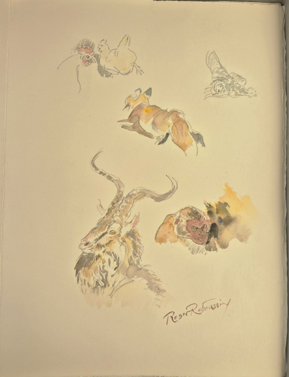Roger REBOUSSIN 55 aquarelles originales pour illustrer les Fables de La Fontaine 1960-photo-1