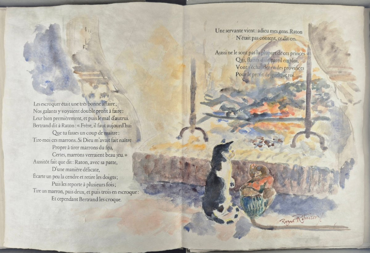 Roger REBOUSSIN 55 aquarelles originales pour illustrer les Fables de La Fontaine 1960-photo-2