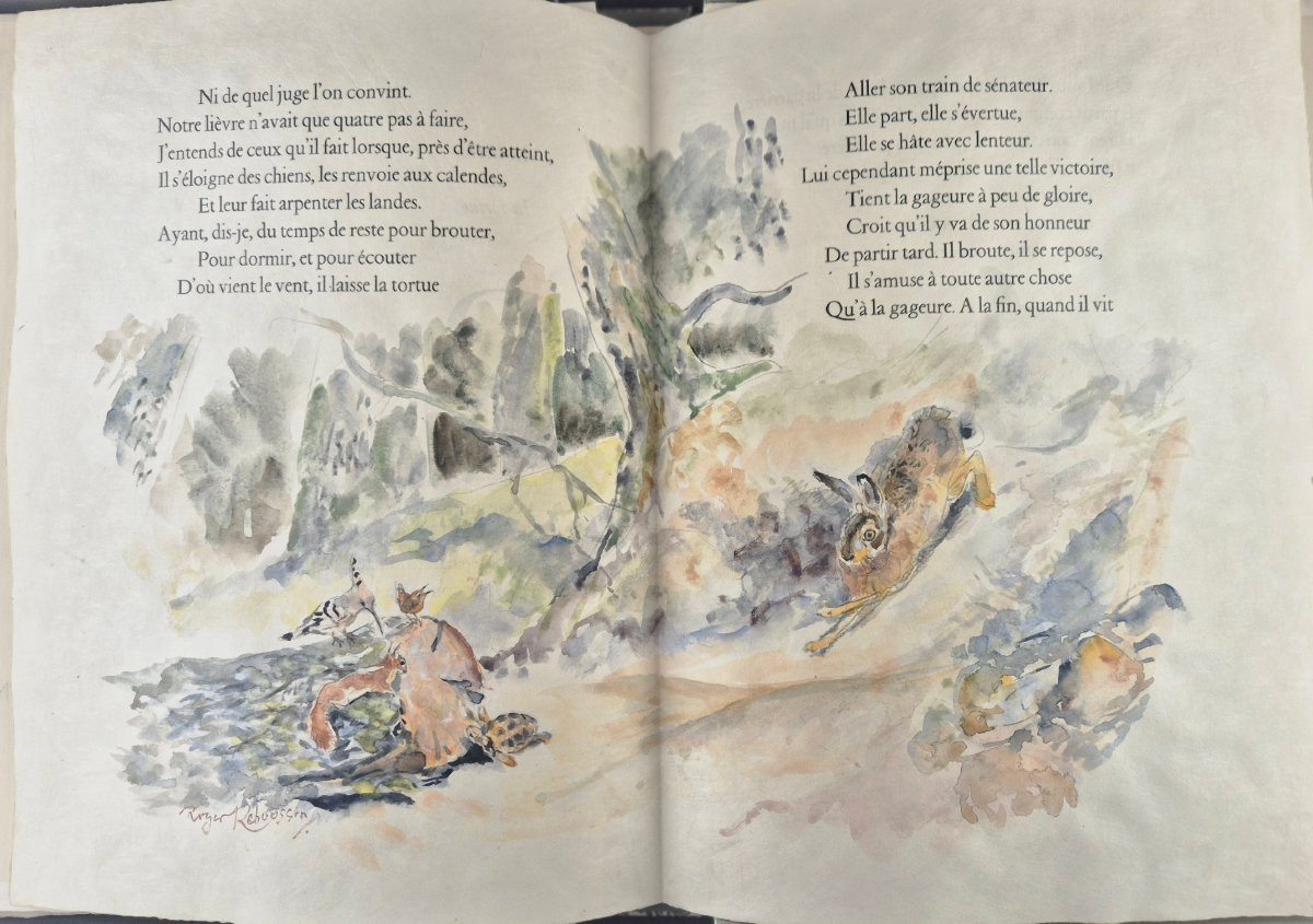 Roger REBOUSSIN 55 aquarelles originales pour illustrer les Fables de La Fontaine 1960-photo-4