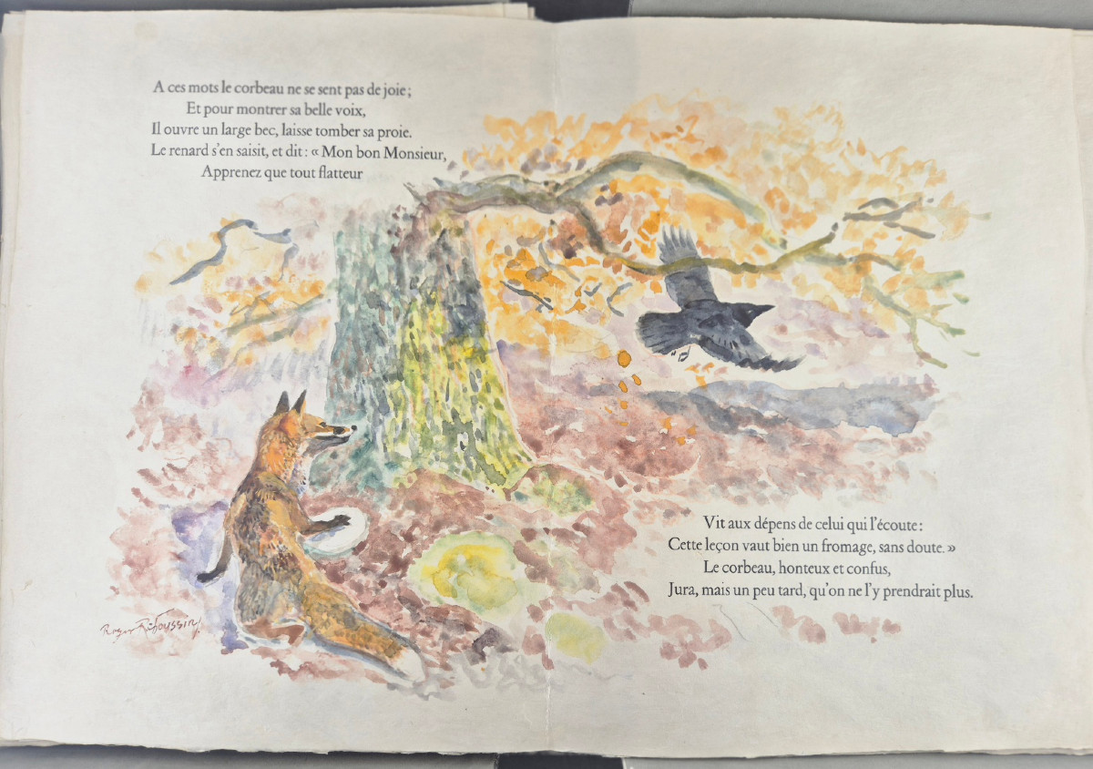 Roger REBOUSSIN 55 aquarelles originales pour illustrer les Fables de La Fontaine 1960