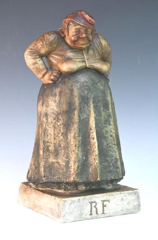 Adrien Barrere (1874–1931) – “marianne Or The Beggar Woman”  Patinated Plaster, Ca. 1910 Caricature 