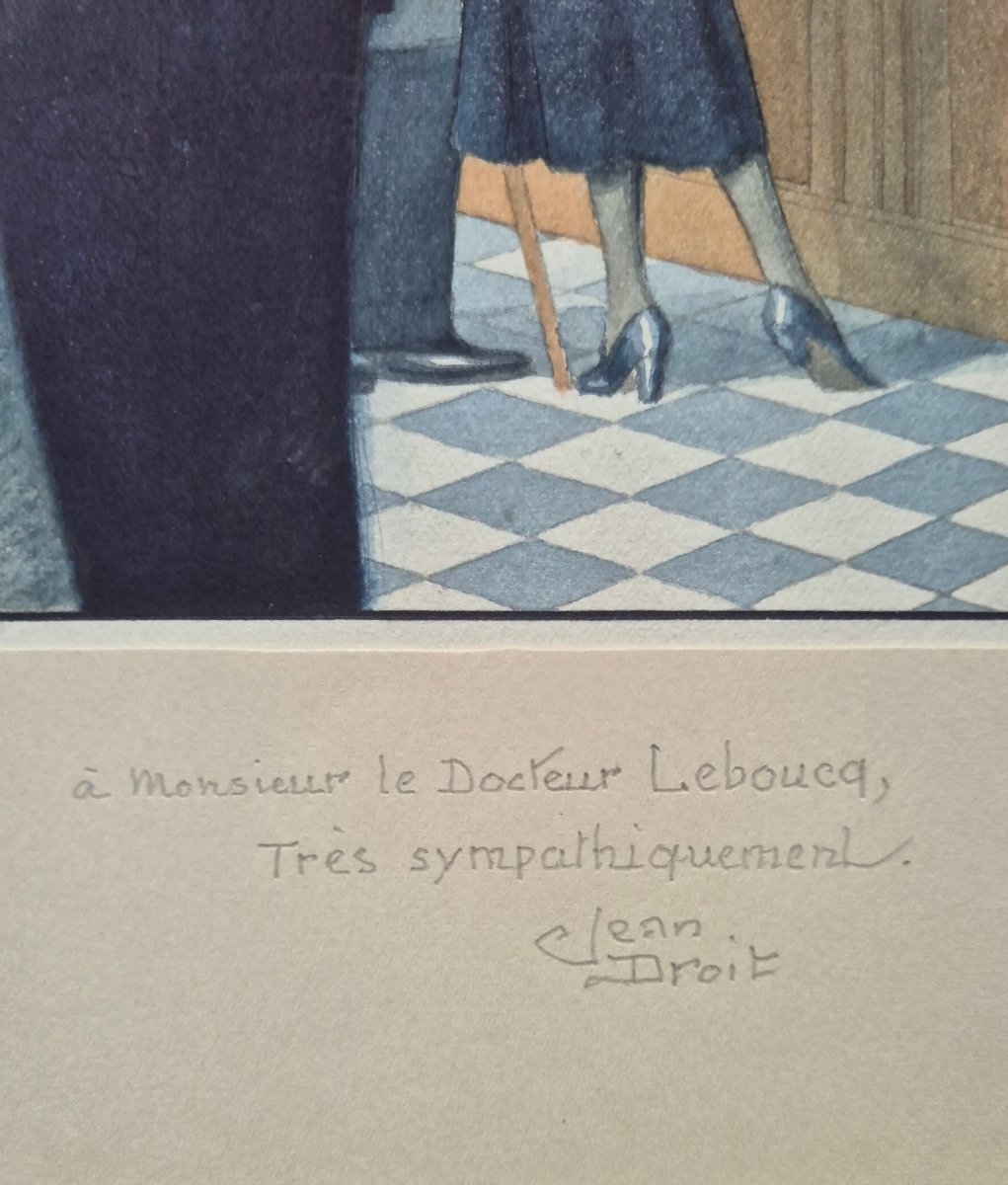 Jean Droit, "pharmacie Wagram": Original Art Deco Watercolor For The Pépin & Leboucq Laboratories-photo-4