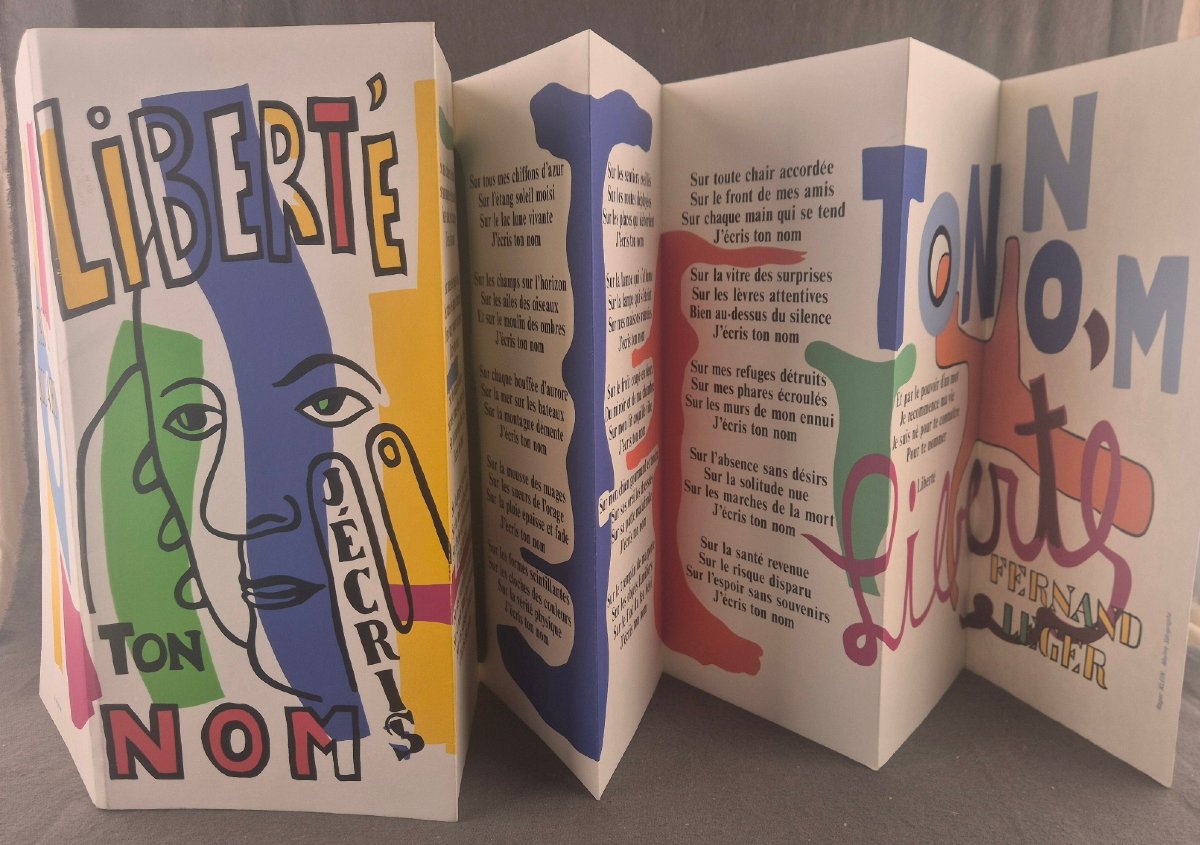Paul Eluard, "liberté, J'écris Ton Nom," Illustrated By Fernand Leger, 3rd Edition (known As The "de Klein" Edition), C. 1960 -photo-1