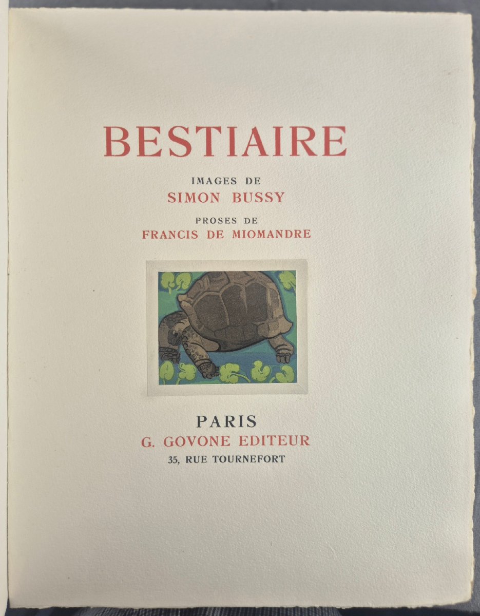 Francis de MIOMANDRE – Bestiaire – 15 Pochoirs de Simon BUSSY 1/200 ex. num. sur Arches 1927-photo-1