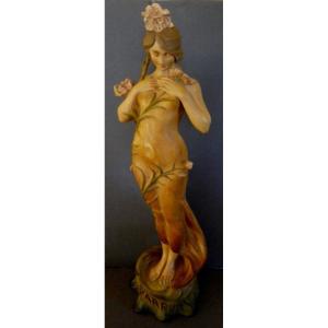 SUPERBE TERRE CUITE ART NOUVEAU Aristide de Raniéri "PARFUM" 67 cm Parfait état