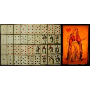 Curiosa Very Rare Meeting Of 36 Erotic Playing Cards By Transparency 19th C.