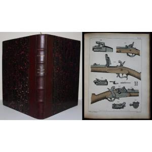 Rodolphe SCHMIDT "Les Armes à Feu portatives" Edition originale 1877 Texte + Atlas 58 pl. coul.