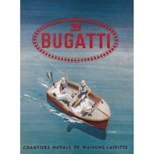 Rare d&eacute;pliant publicitaire BUGATTI Canots &agrave; moteur You-You Maisons-Laffitte 1946