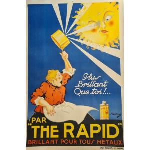 R. DION - "Plus brillant que toi !... par "The Rapid"" Affiche originale entoilé ca 1920
