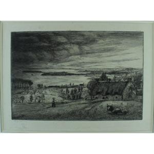 Jean Frélaut "landscape Of Ile-aux-moines" - 1913 - Original Print Signed And Numbered 23/30