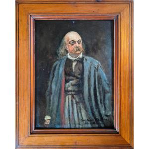 Ecole du 19e, peintre non identifié – Gustave FLAUBERT – Portrait inédit de l’écrivain 31x22,5