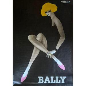 Bernard Villemot "bally" Original Poster, 174x117 Cm, 1982, Printed By I.p.a.