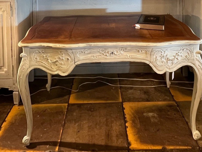 XV Style Desk Top Fawn Leather Retouched Wood