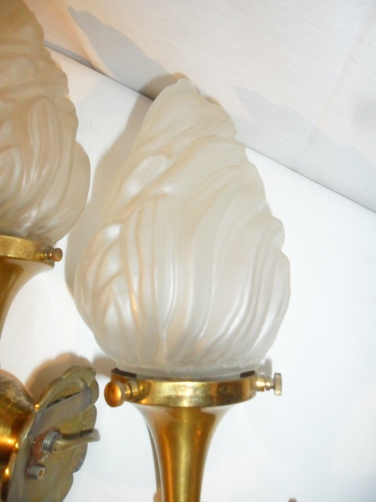 Pair Of Bronze Sconces From Maison Jansen-photo-2