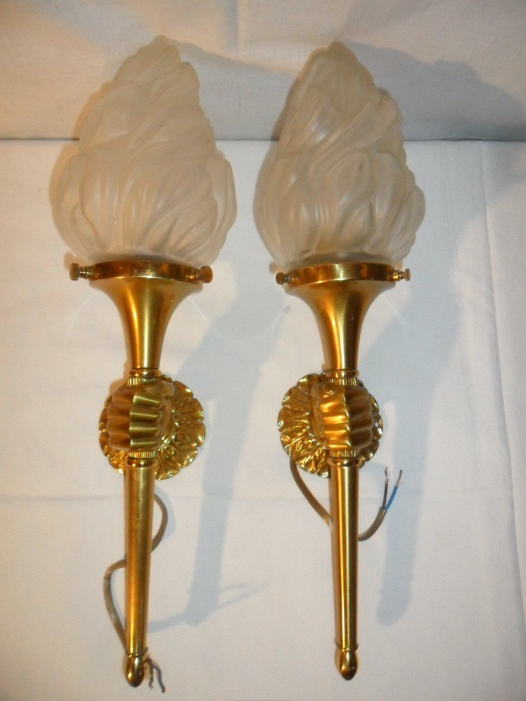 Pair Of Bronze Sconces From Maison Jansen-photo-1