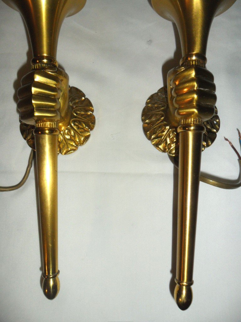 Pair Of Bronze Sconces From Maison Jansen-photo-2