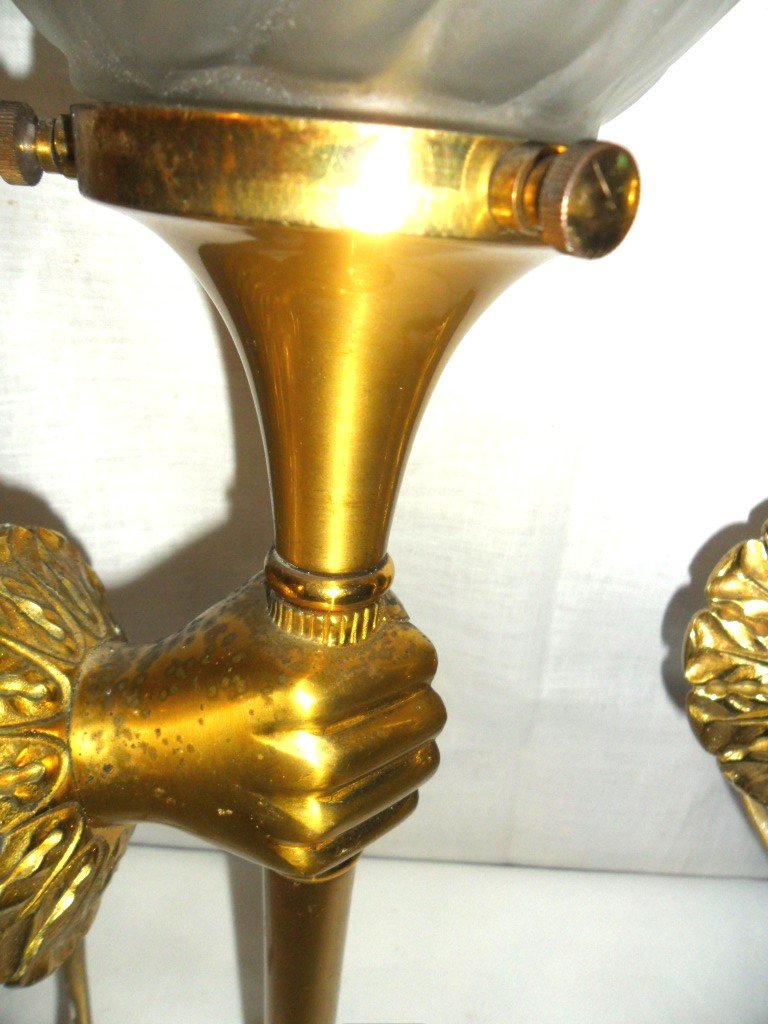 Pair Of Bronze Sconces From Maison Jansen-photo-3
