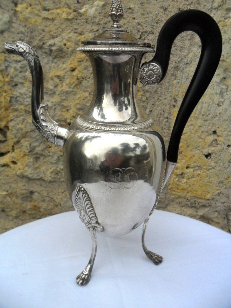 Monogrammed Jug In Silver From The Restoration Period-photo-7