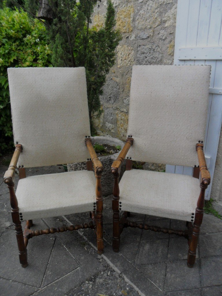 Paire De Fauteuils Louis XIII 17ème