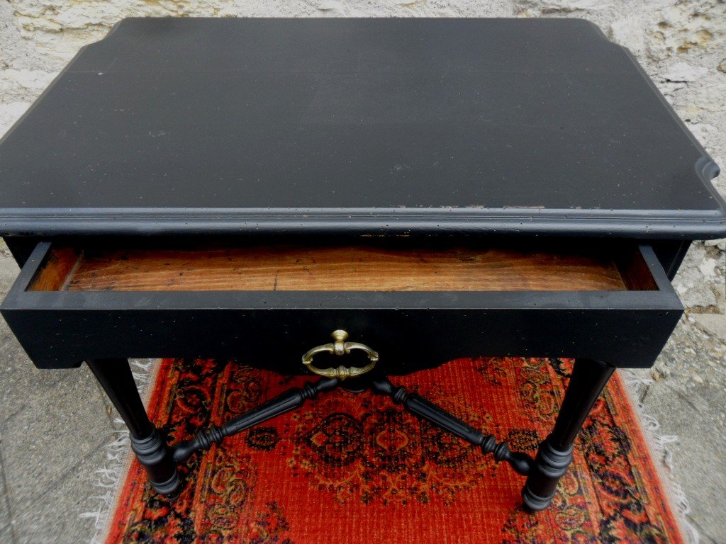 Napoleon III Table In Blackened Wood-photo-2