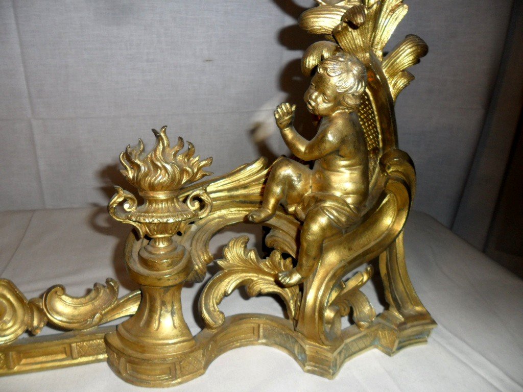 Front Of Fireplace In Gilt Bronze Decor With Putti-photo-2