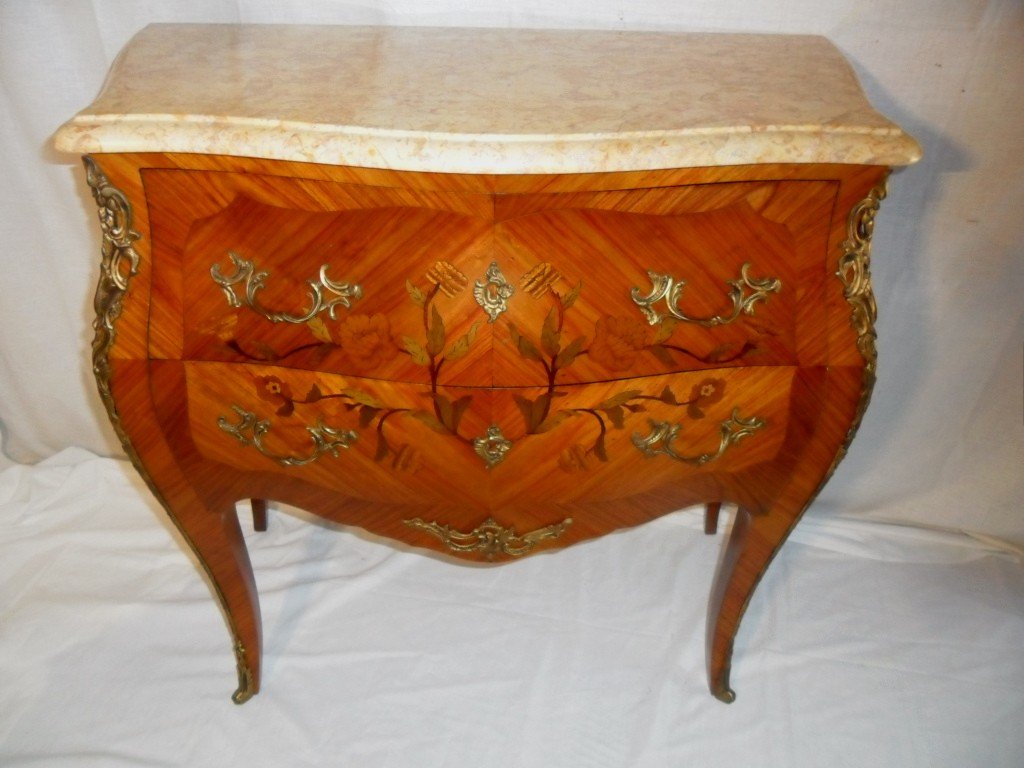 Small Louis XV Style Inlaid Jumping Commode-photo-2