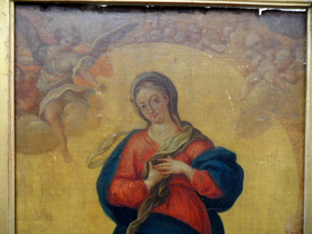 Huile Sur Panneau l'Assomption De La Vierge -photo-3