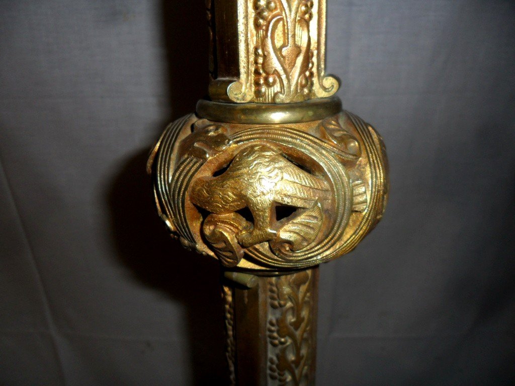 Large Candlestick In Gilt Bronze-photo-3