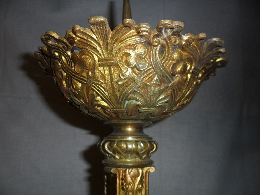 Large Candlestick In Gilt Bronze-photo-4