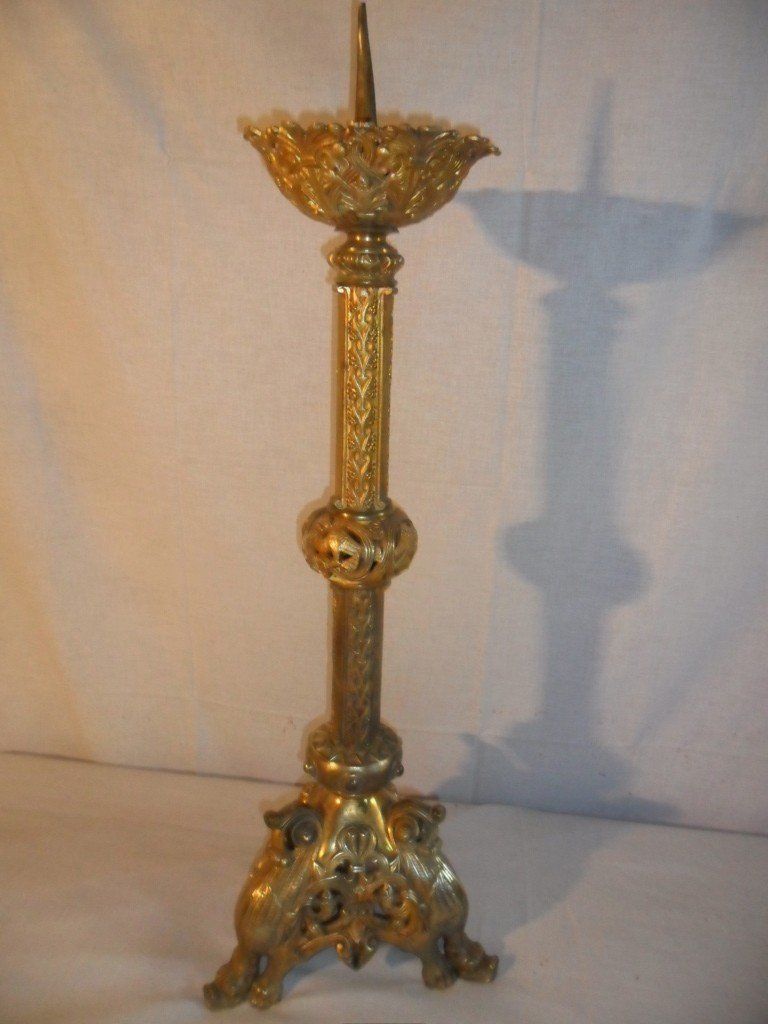 Large Candlestick In Gilt Bronze