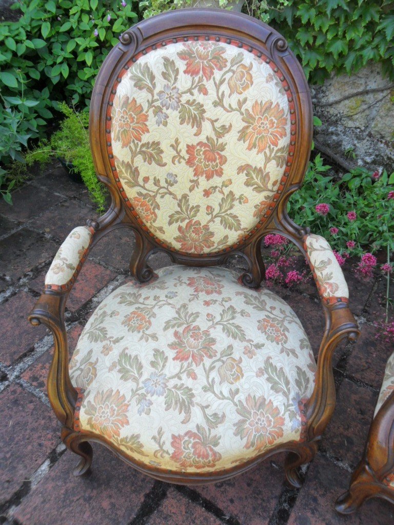 Napoleon III Living Room 3 Pieces Sofa And 2 Armchairs-photo-3