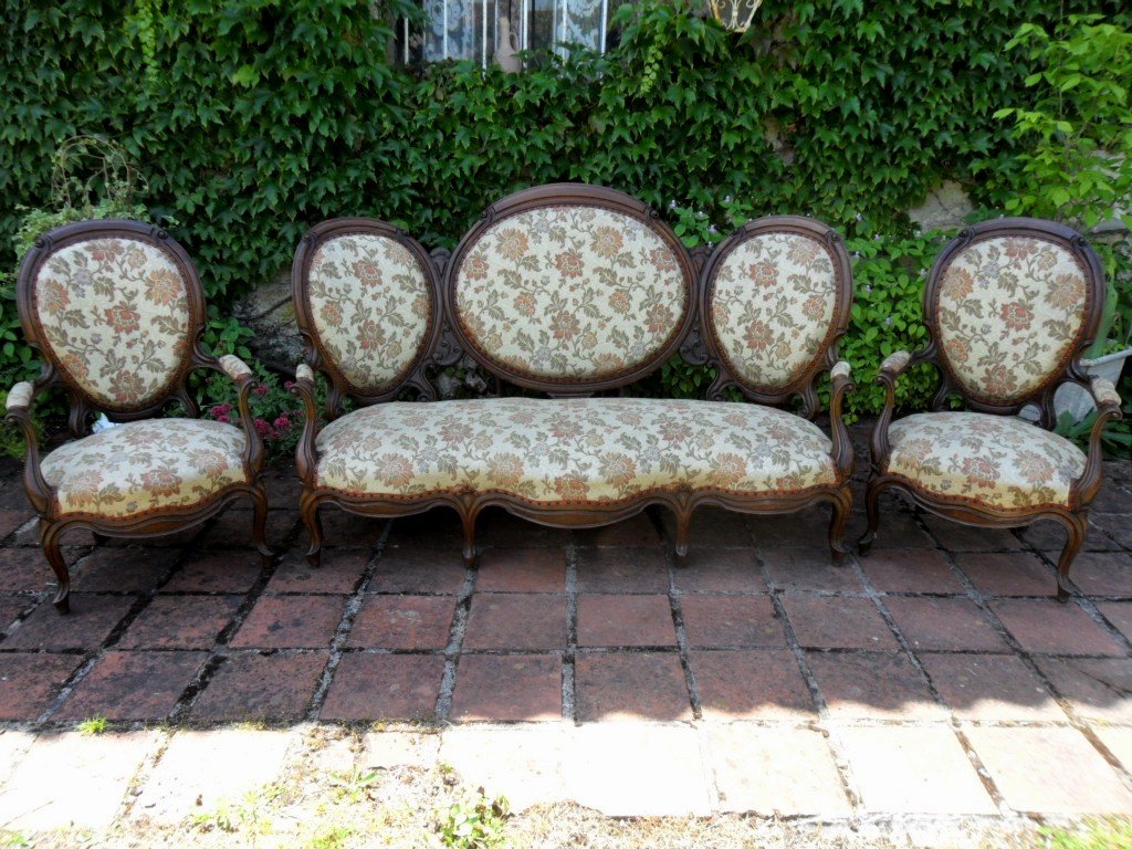 Napoleon III Living Room 3 Pieces Sofa And 2 Armchairs