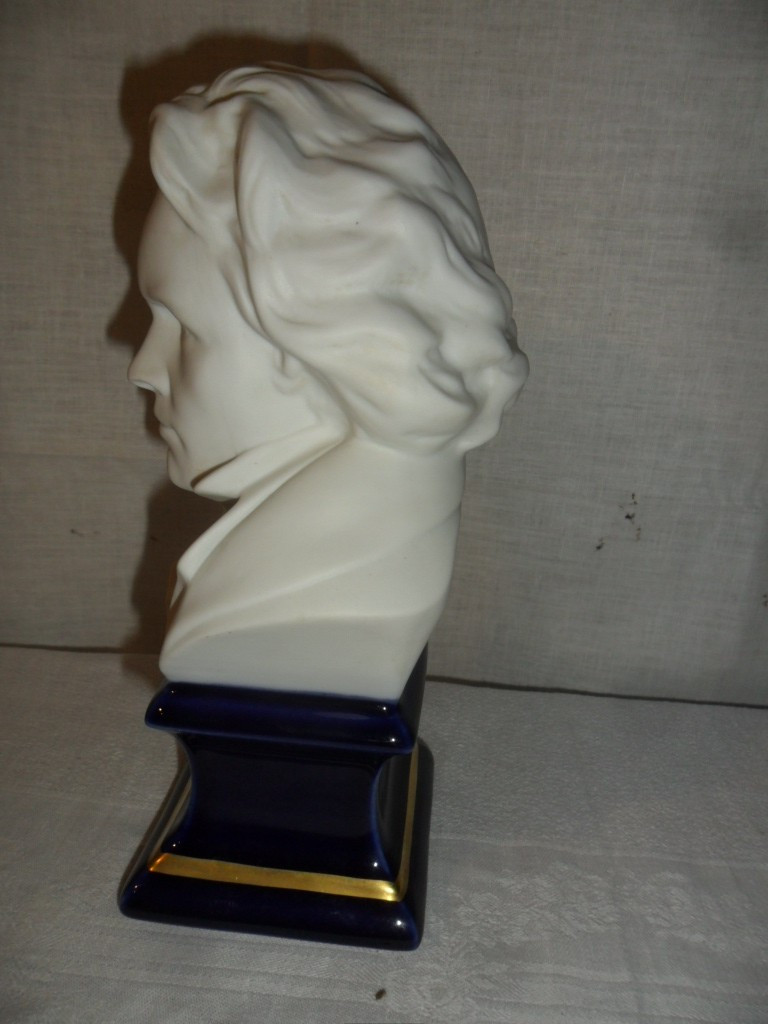 Small Bust Of Beethoven In Limoges Biscuit Porcelain-photo-2