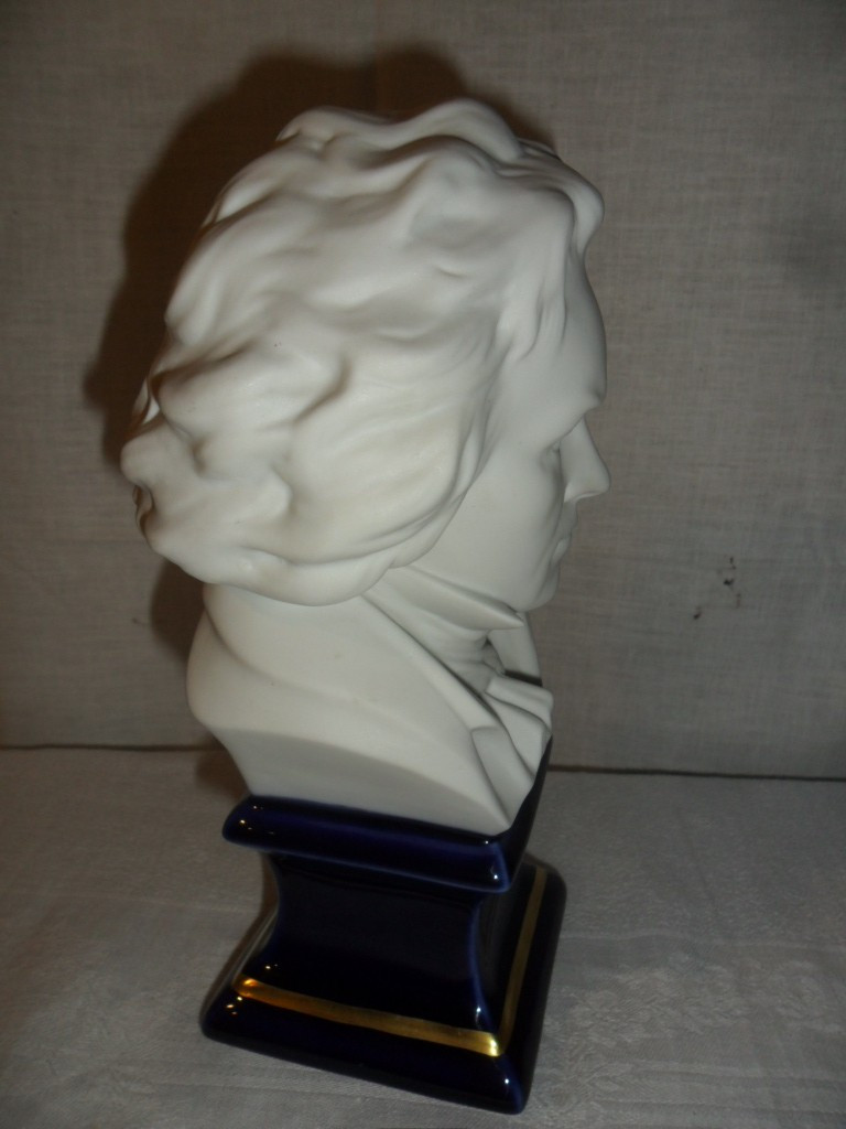 Small Bust Of Beethoven In Limoges Biscuit Porcelain-photo-4
