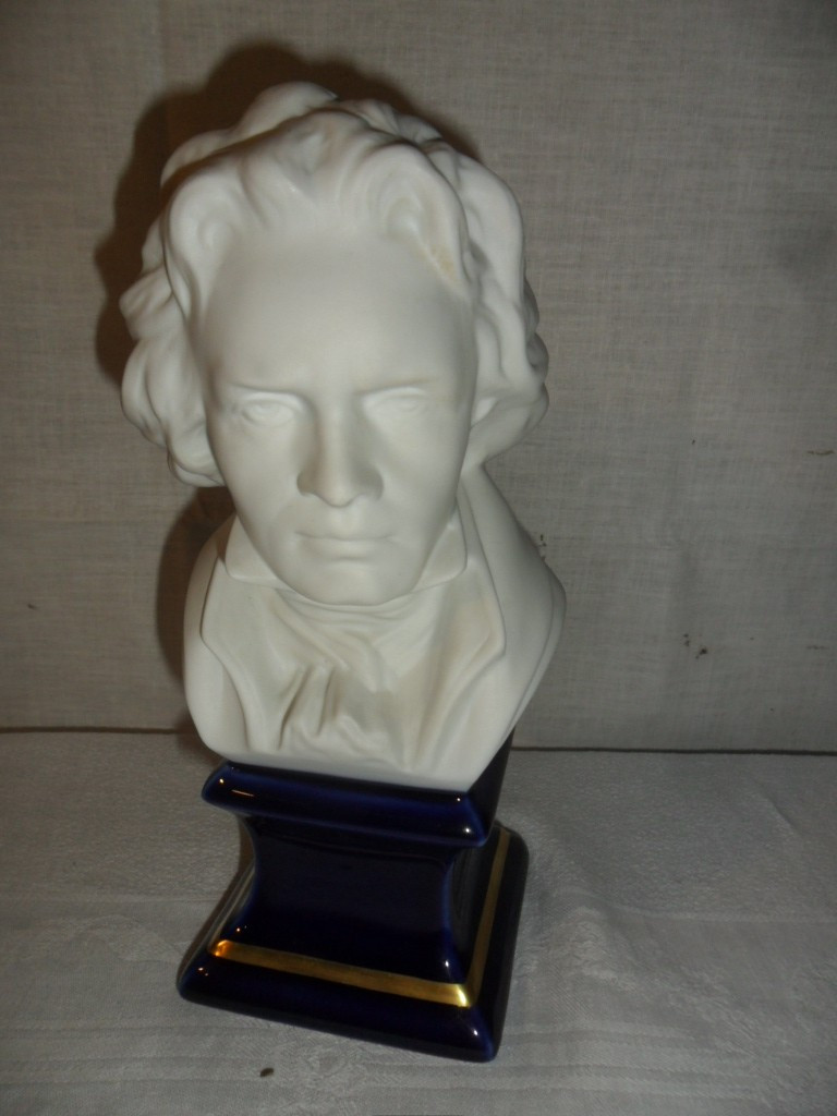 Small Bust Of Beethoven In Limoges Biscuit Porcelain