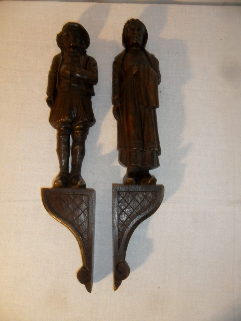 Woodwork Elements "couple Of Vendeans" 19th Century-photo-2