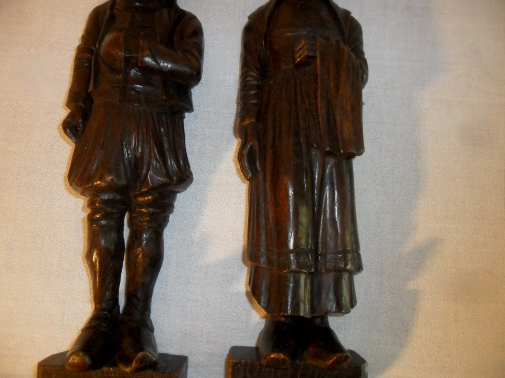 Woodwork Elements "couple Of Vendeans" 19th Century-photo-4
