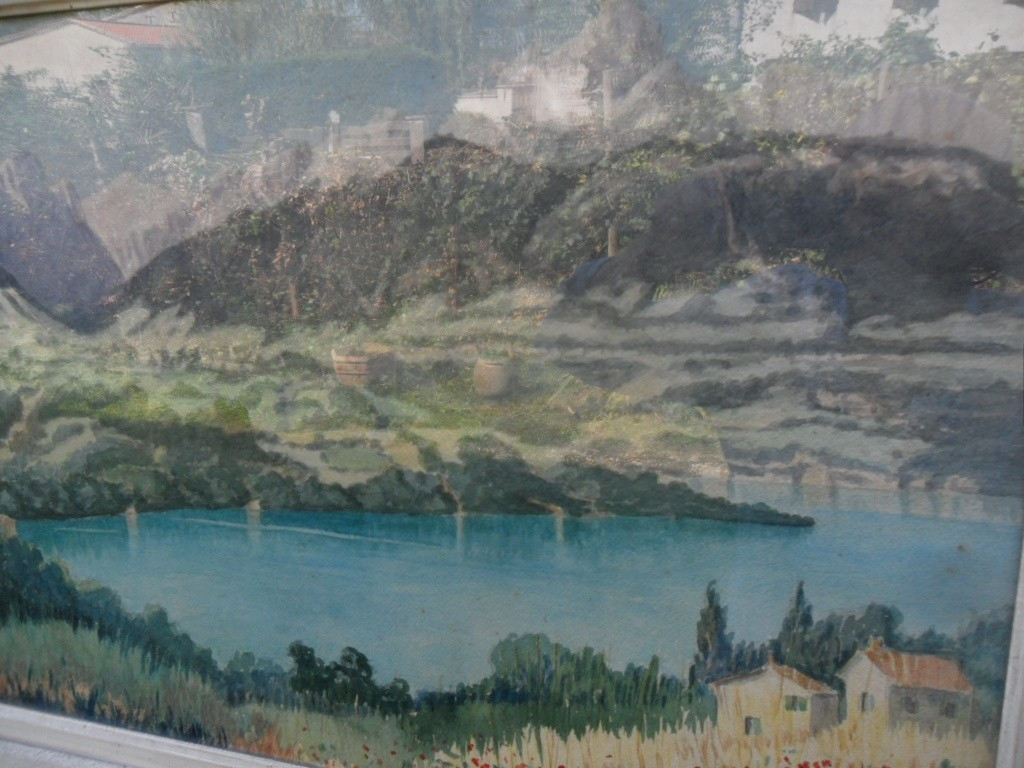 Watercolor Alpine Landscape "lac Du Sautet"-photo-4