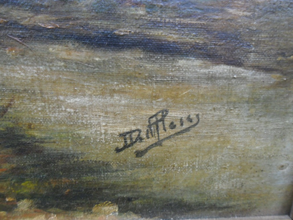 Oil On Canvas Riverside Landscape 19th Century-photo-2