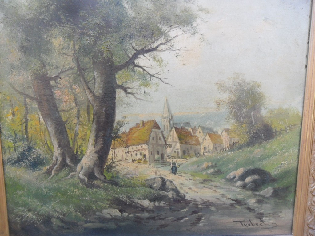 Huile Sur Toile Entrée de Village  19ème-photo-2