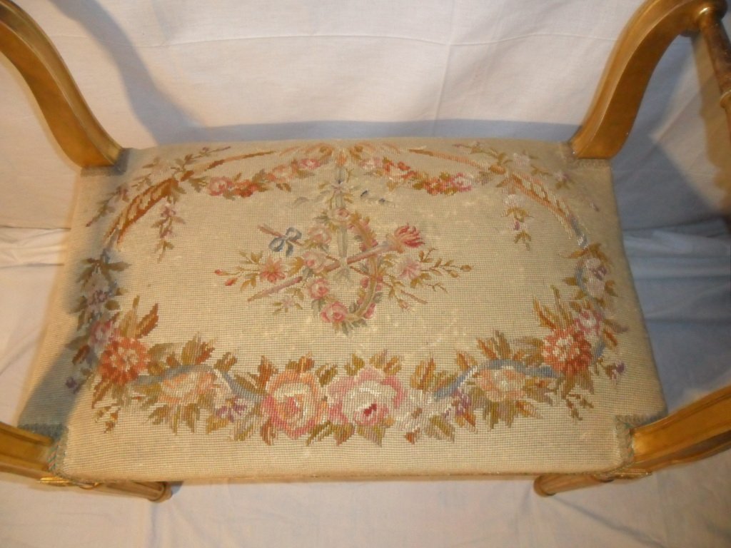 Banquette de Style Louis XVI en Bois Doré-photo-4