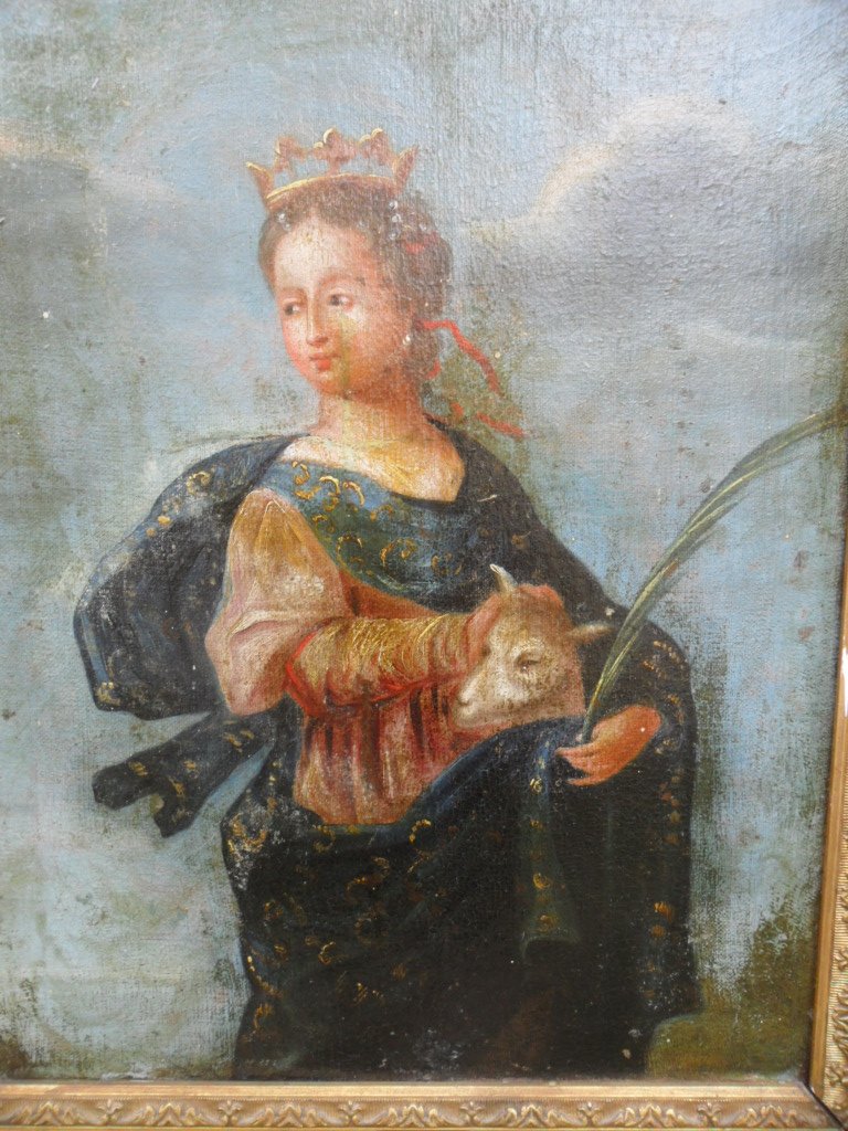 Huile sur Toile 18ème Ste Catherine D'Alexandrie-photo-2