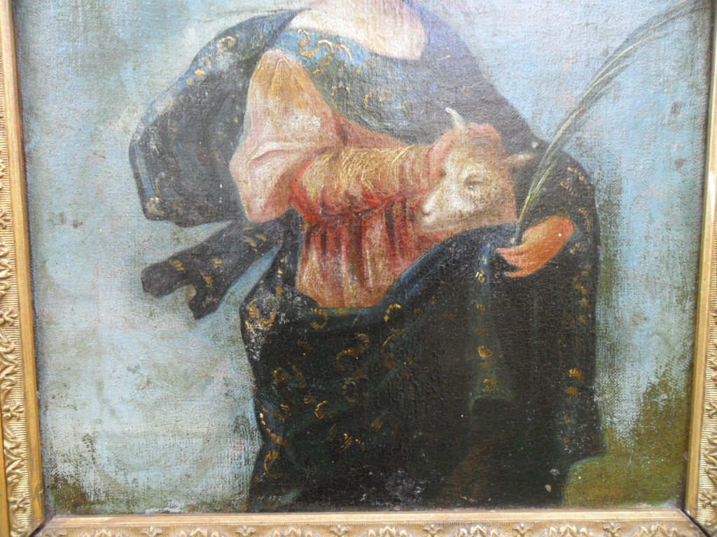 Huile sur Toile 18ème Ste Catherine D'Alexandrie-photo-4