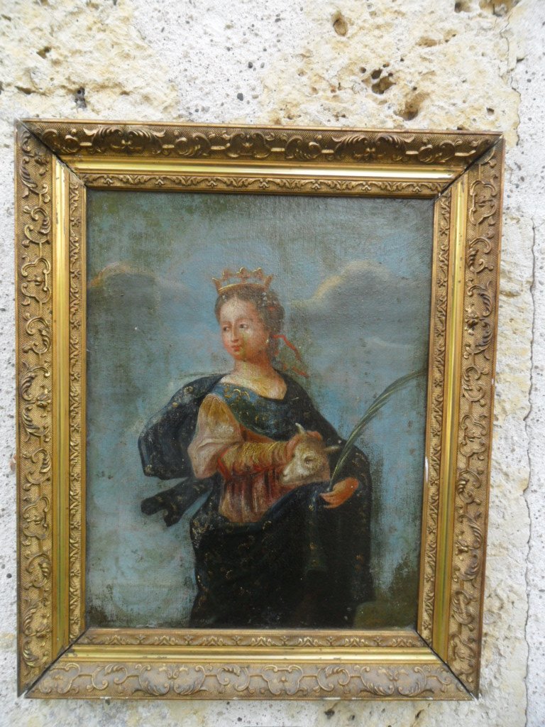 Huile sur Toile 18ème Ste Catherine D'Alexandrie-photo-1