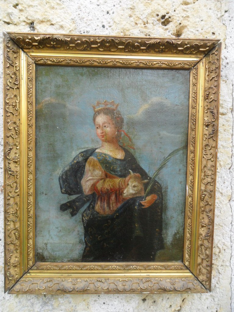 Huile sur Toile 18ème Ste Catherine D'Alexandrie