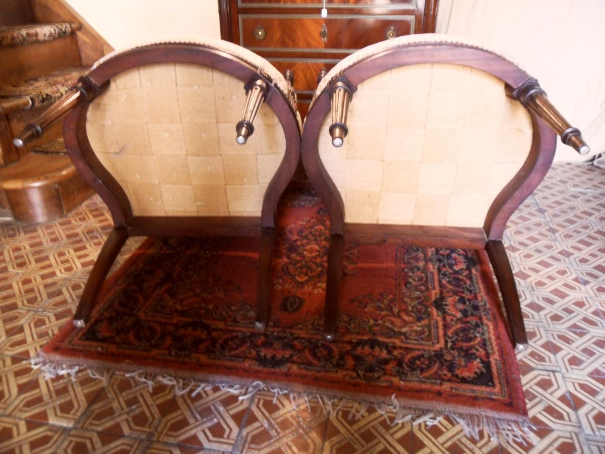 Paire De Fauteuils en Acajou De Style Louis XVI Directoire-photo-1