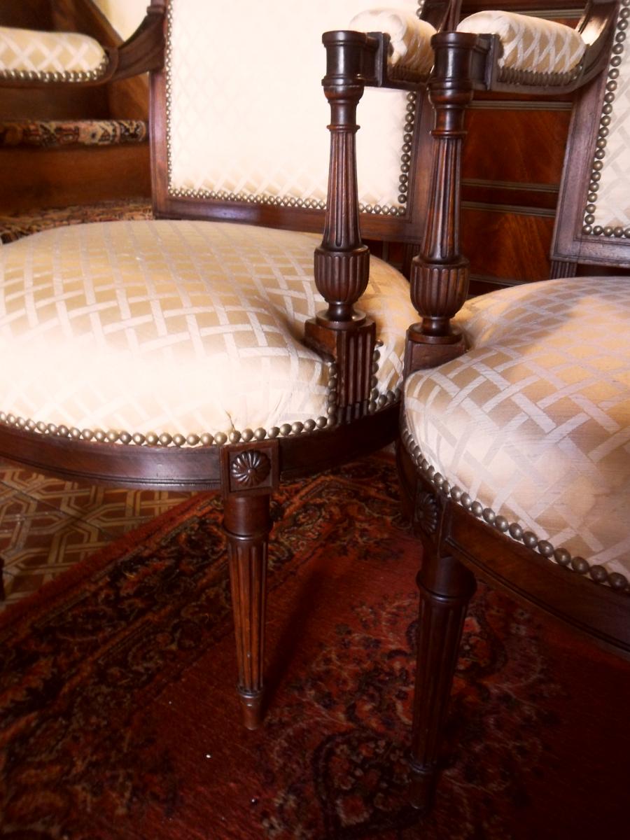 Paire De Fauteuils en Acajou De Style Louis XVI Directoire-photo-4