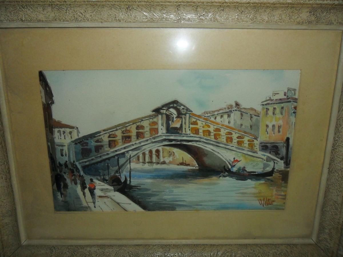 Watercolor "rialto Bridge" Venice