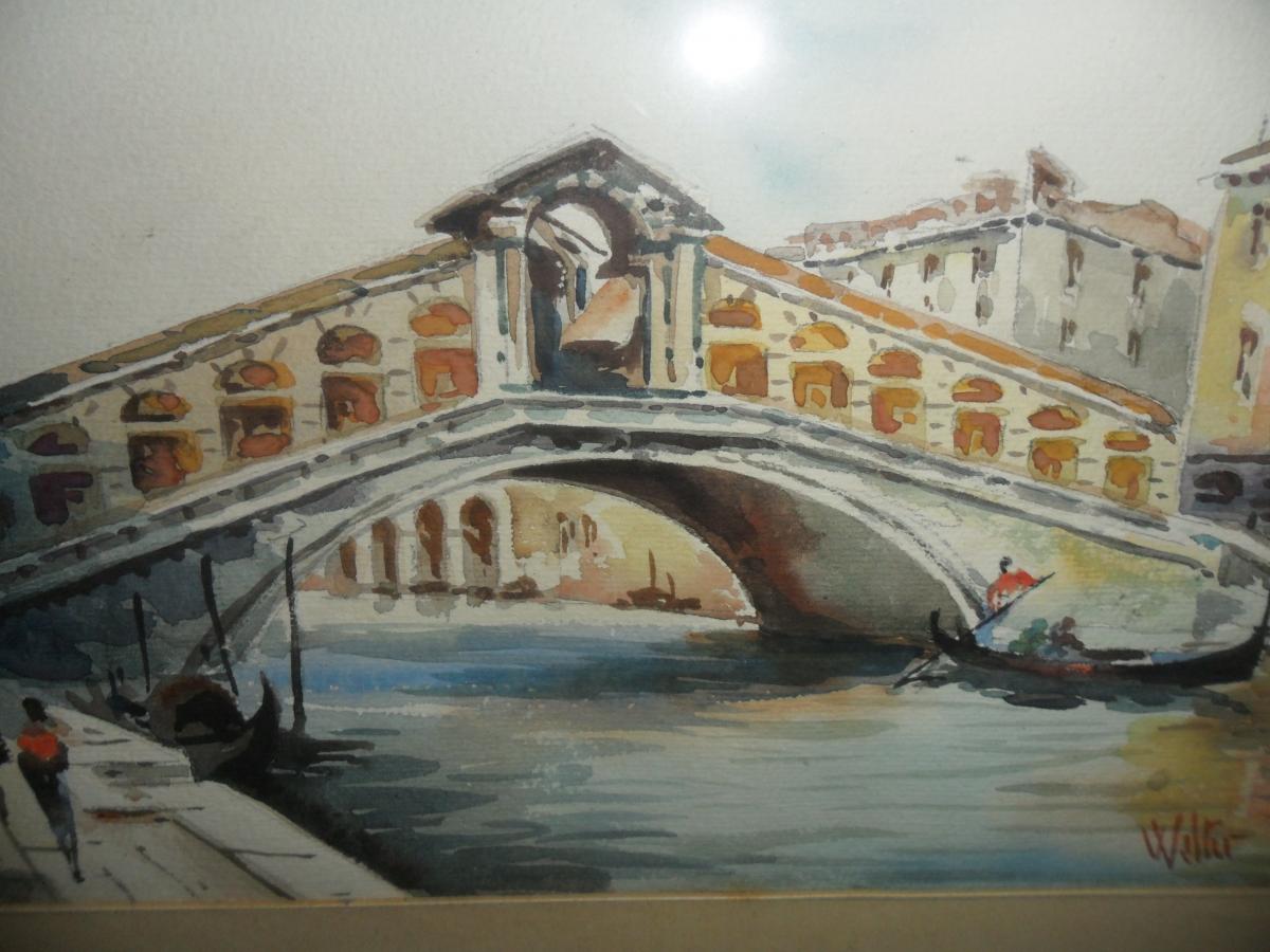 Watercolor "rialto Bridge" Venice-photo-3